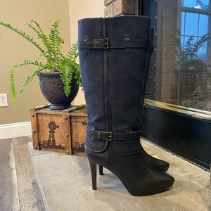 Ros Hommerson Textile & Leather Knee-High Boots